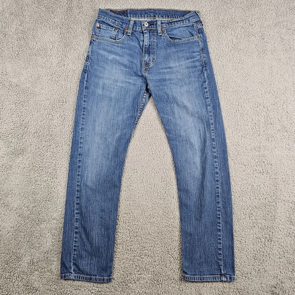 Levis 502 Jeans Mens 30x27 Blue Stretch Regular Taper Casual Minimalist Whisker